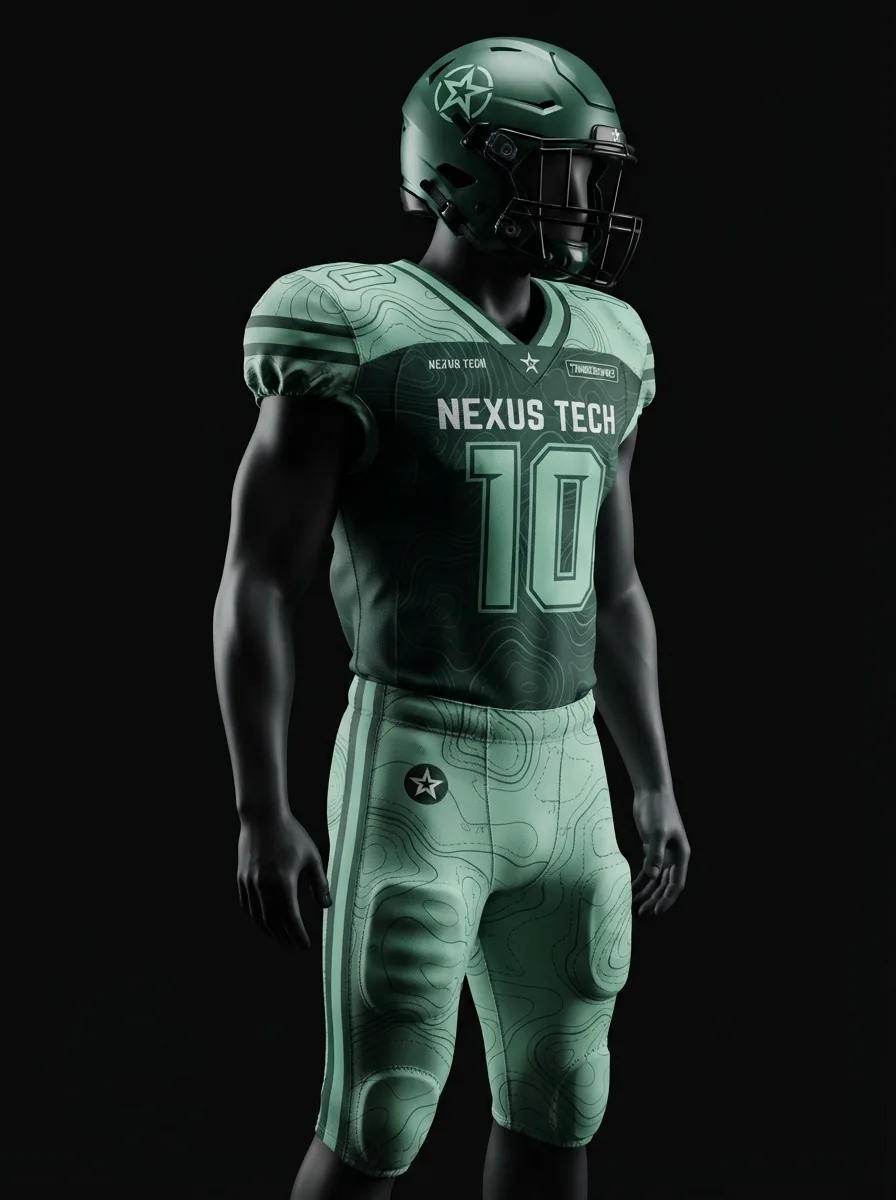 Forest Green Game Kit custom American football uniform on a mannequin