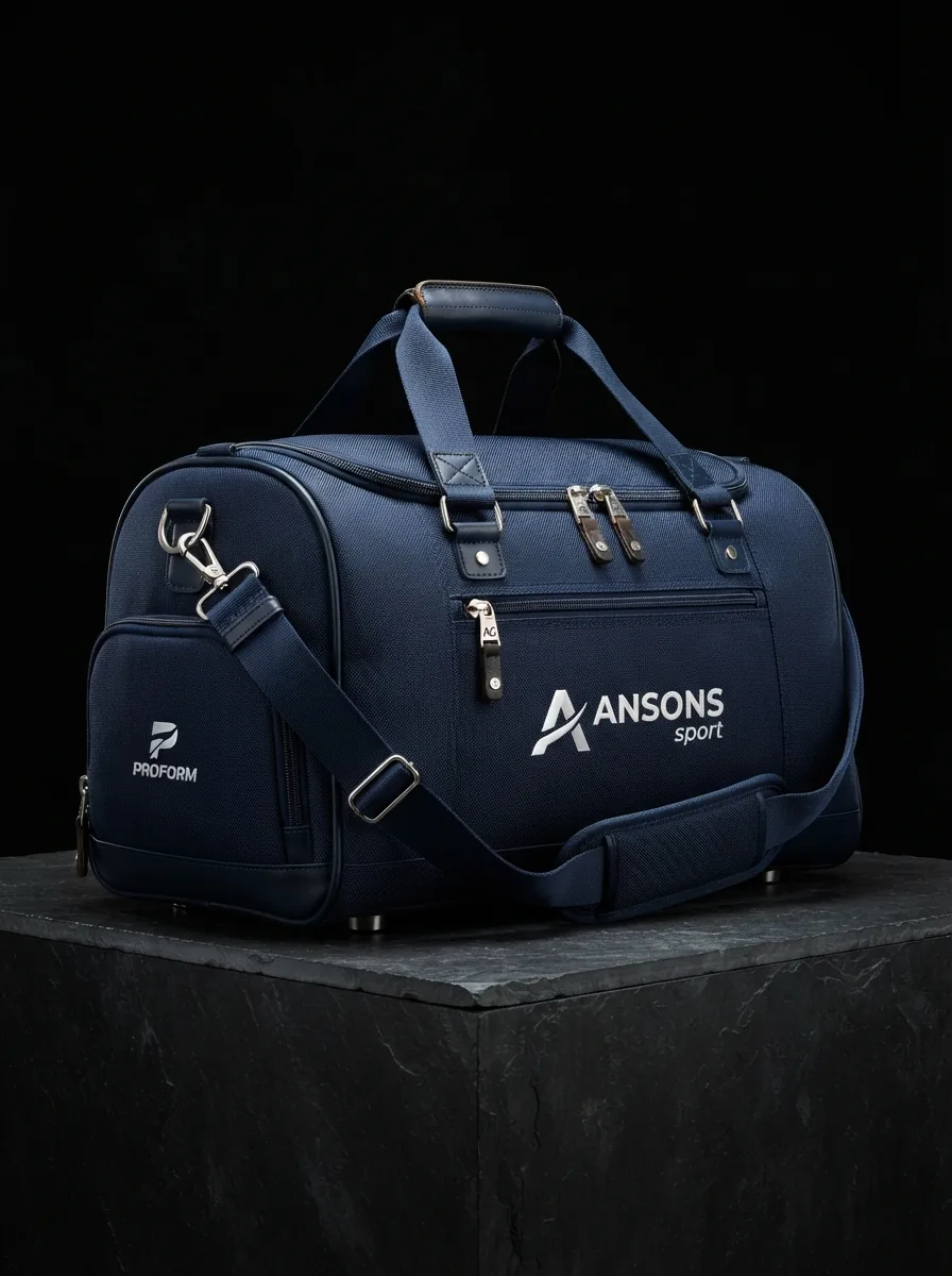 Navy Team Duffel custom sports bag product shot