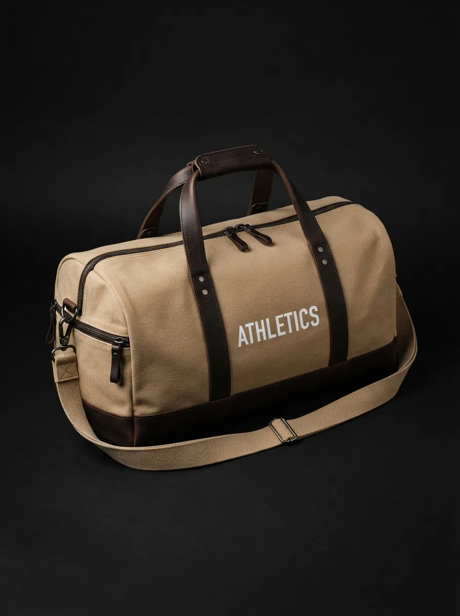 Tan Canvas Gym Bag custom sports bag product shot
