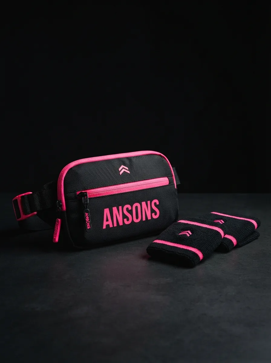 Magenta Pouch and Sweatband Set custom sports bag product shot