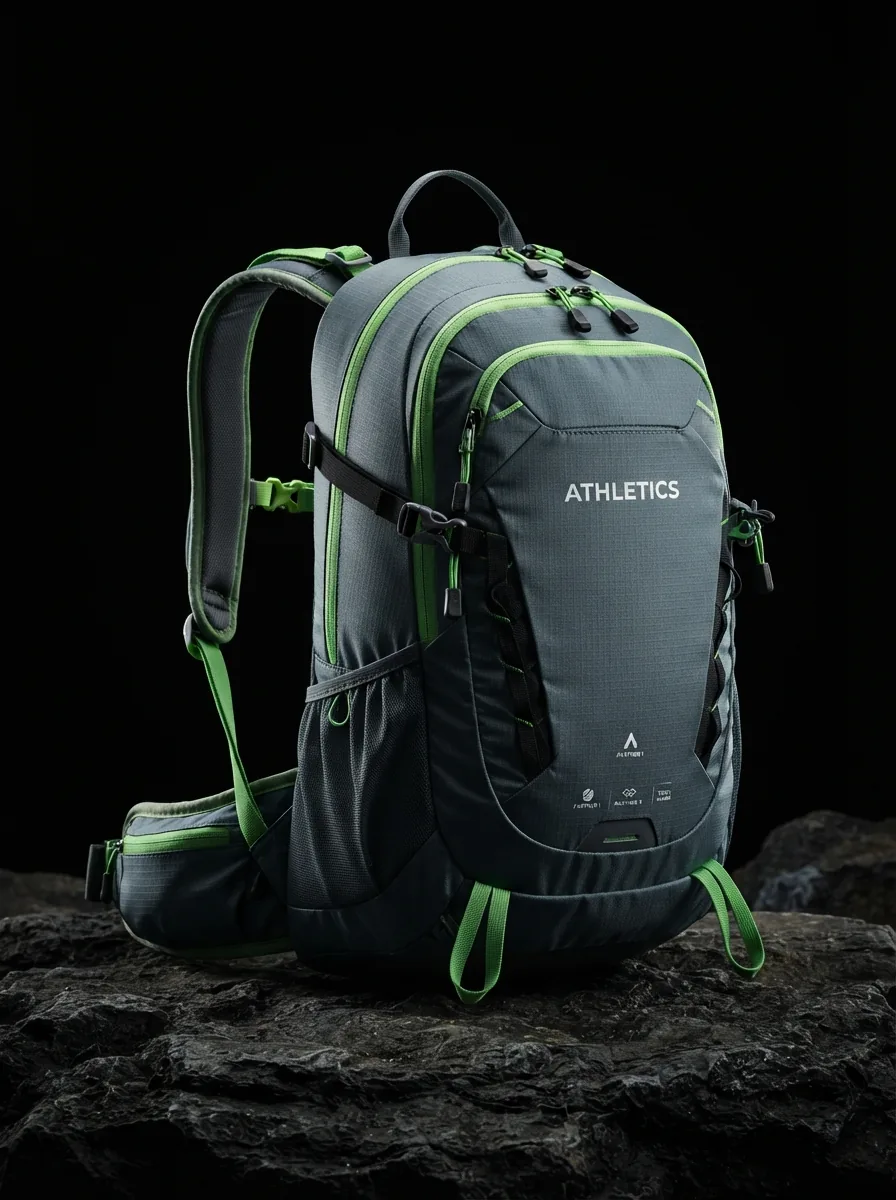 Green Trail Backpack custom sports bag product shot