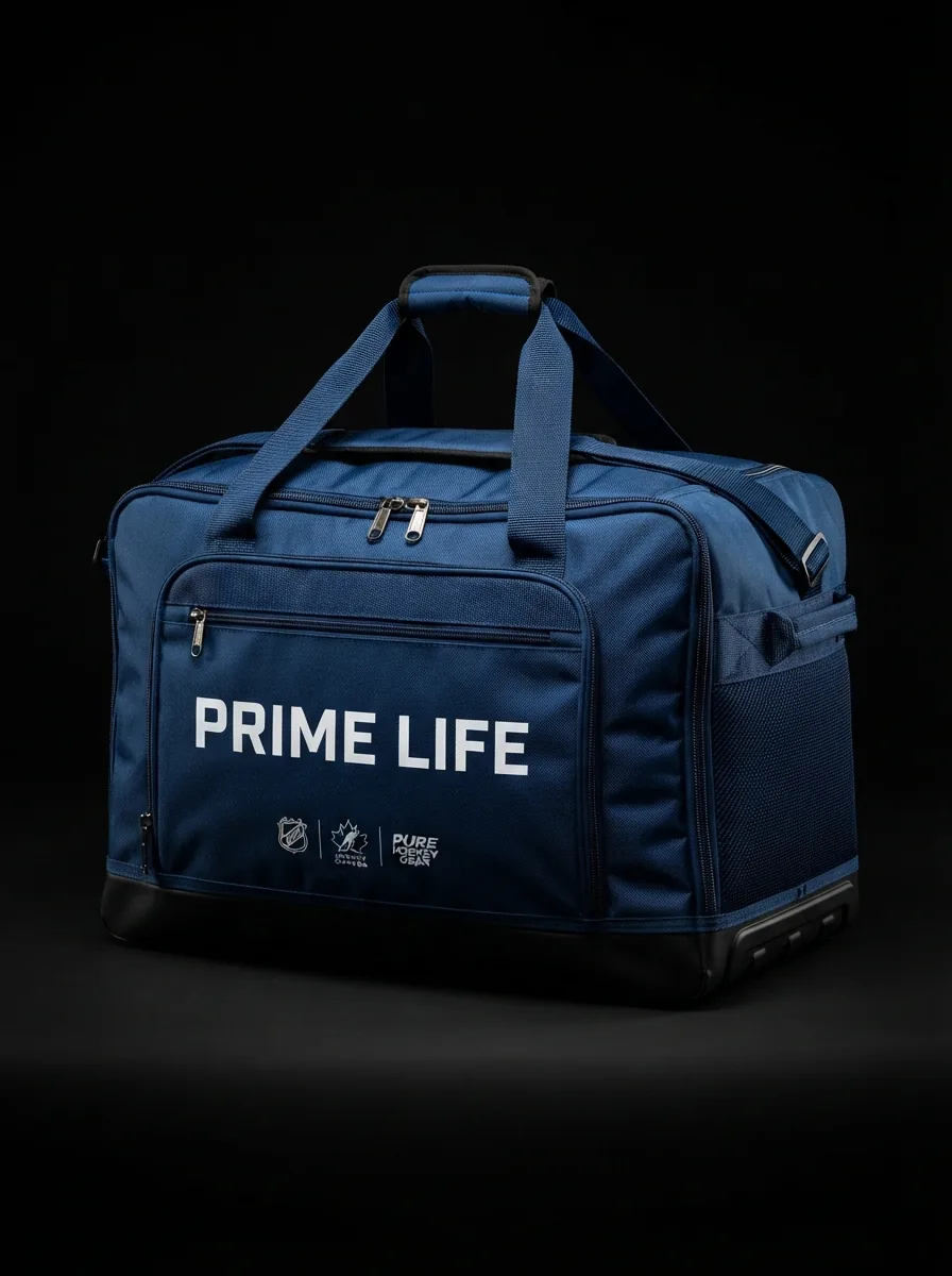 Navy Hockey Gear Bag custom sports bag product shot