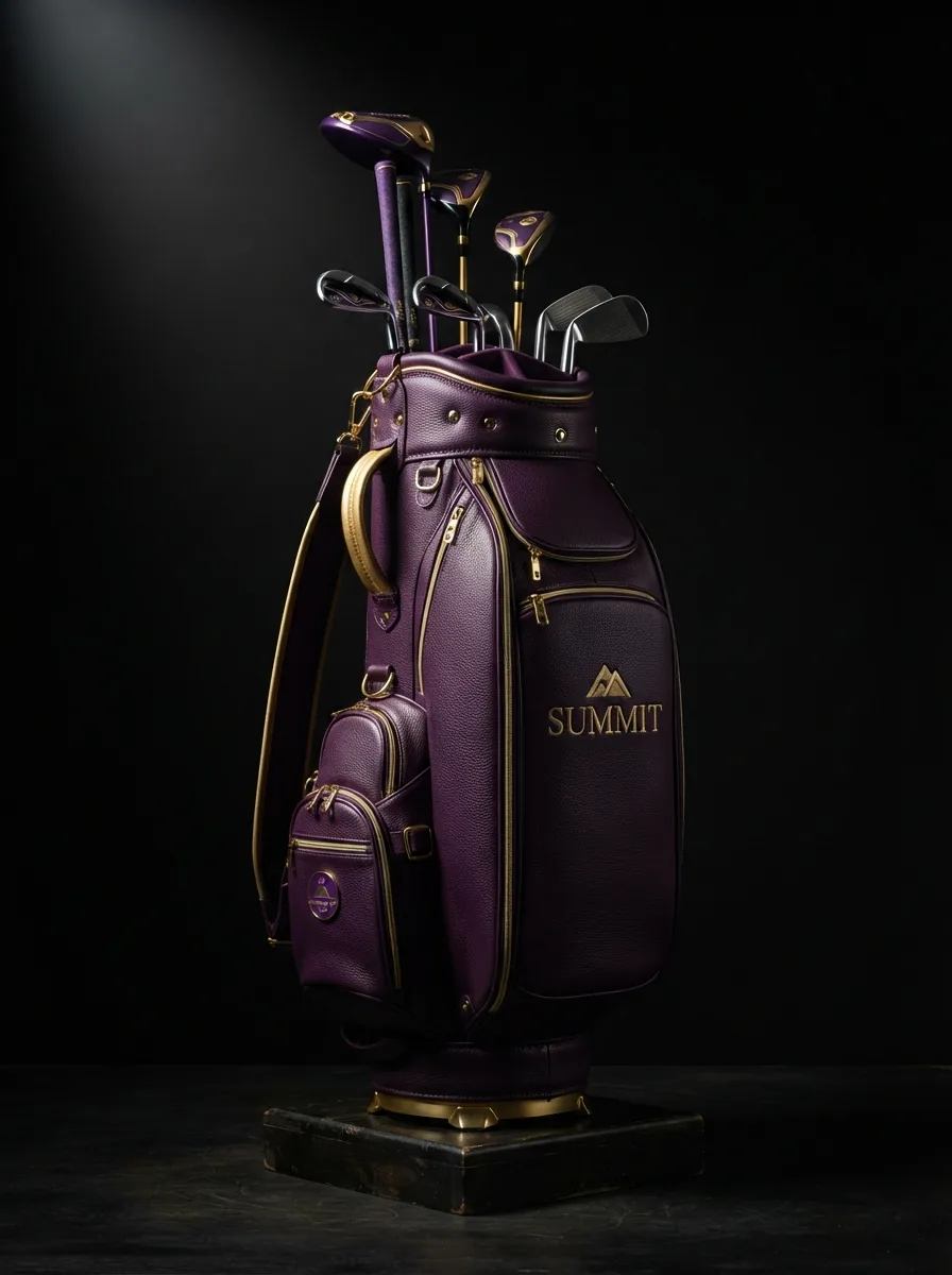Plum Leather Golf Bag custom sports bag product shot