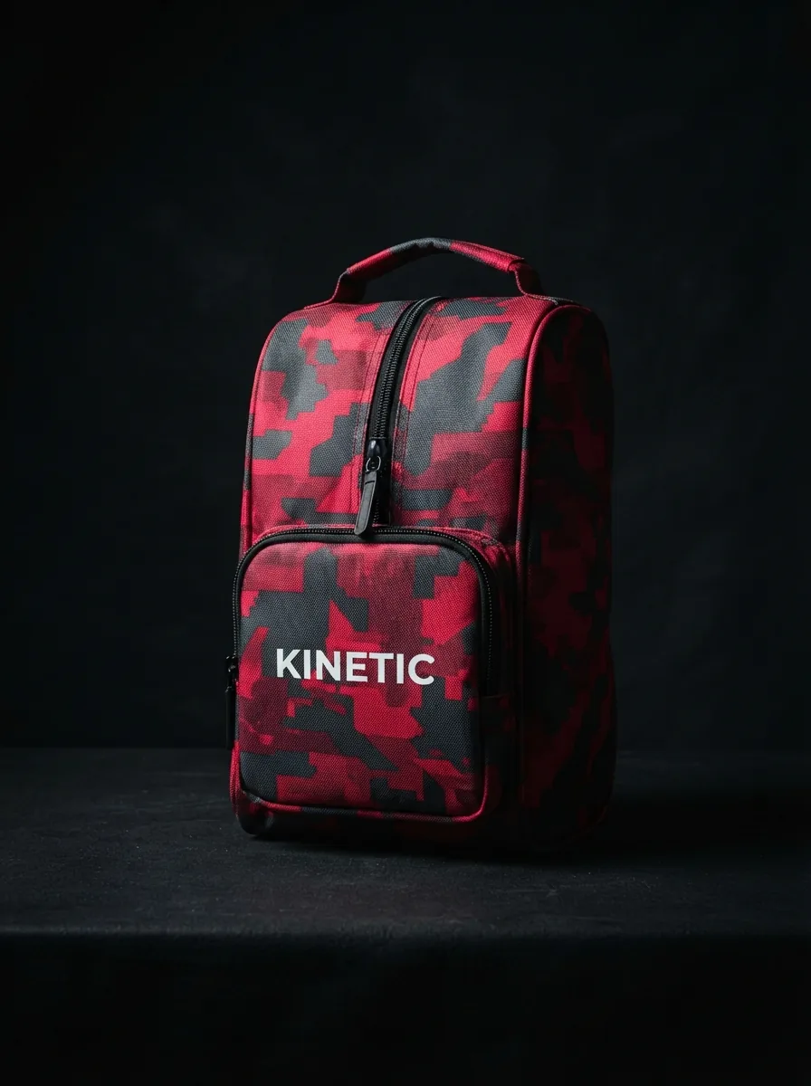 Red Camo Boot Bag custom sports bag product shot