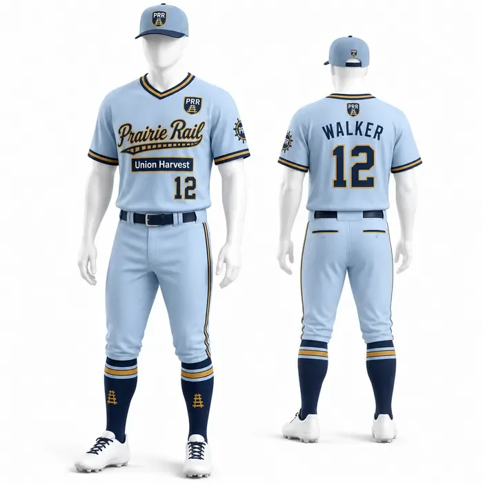 Prairie Rail Pullover custom baseball uniform mockup