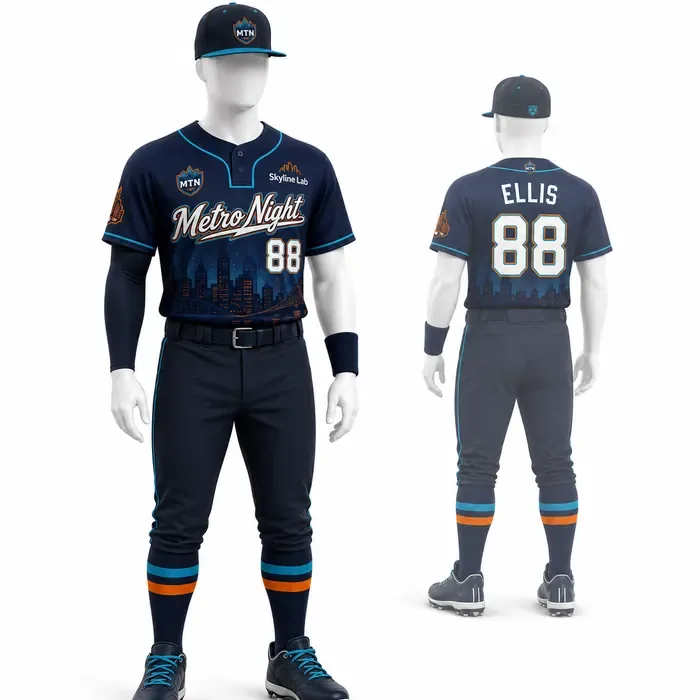 Metro Night Skyline custom baseball uniform mockup