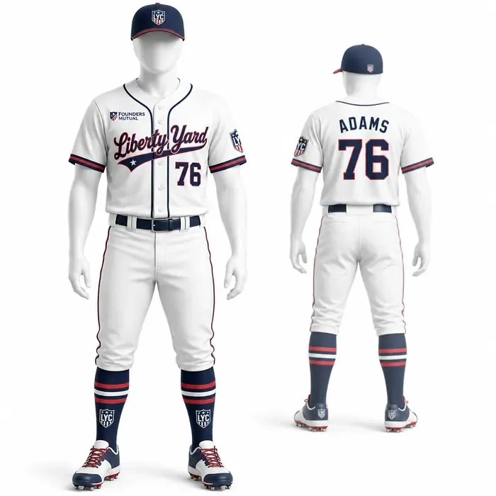 Liberty Yard Navy White custom baseball uniform mockup