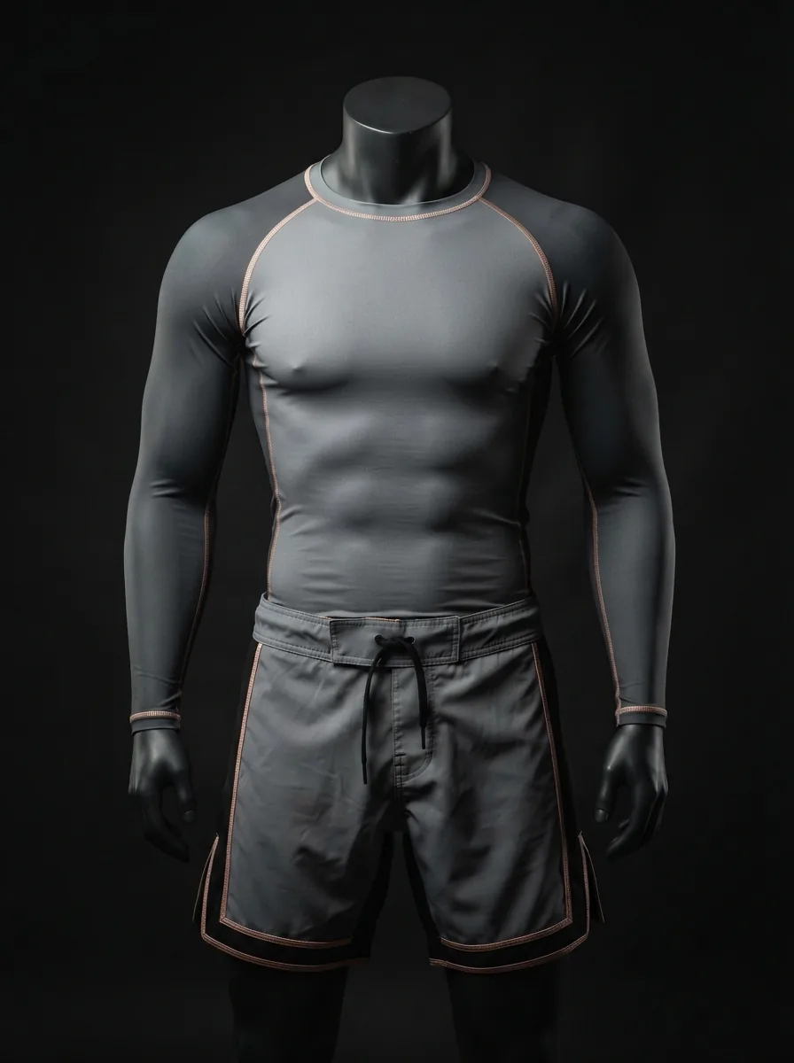Graphite Compression Set custom BJJ uniform on a mannequin