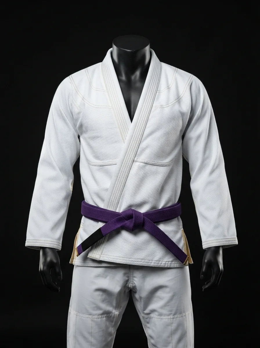Classic White Gi custom BJJ uniform on a mannequin