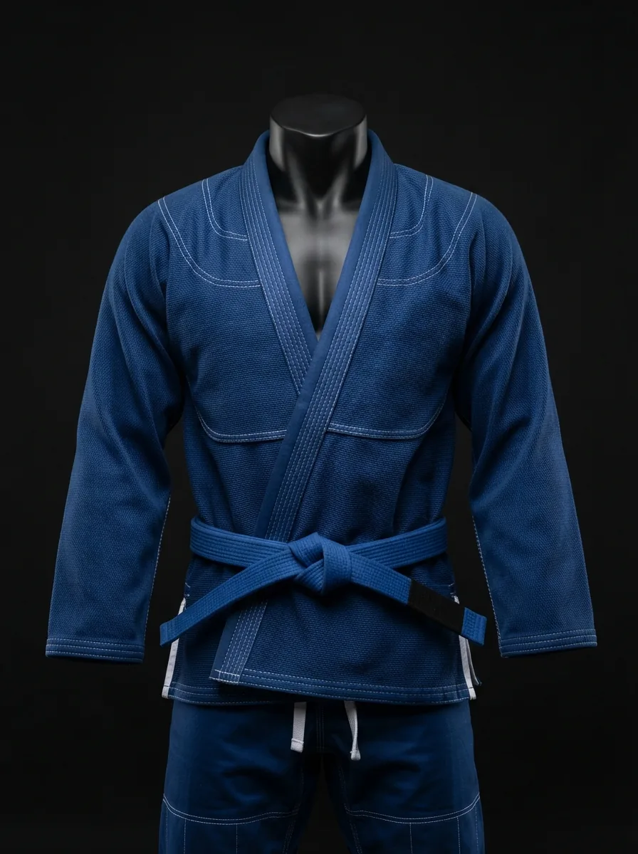 Royal Blue Gi custom BJJ uniform on a mannequin
