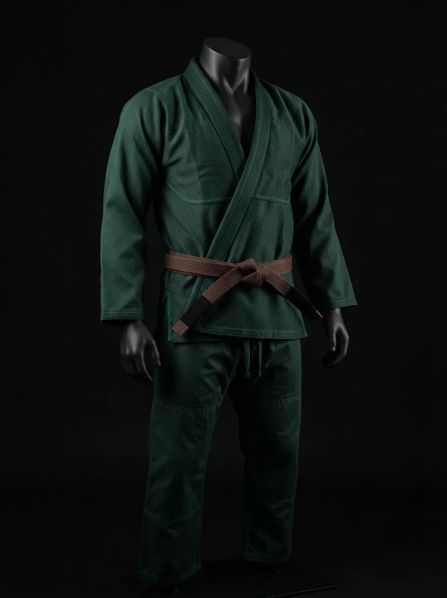 Forest Green Gi custom BJJ uniform on a mannequin