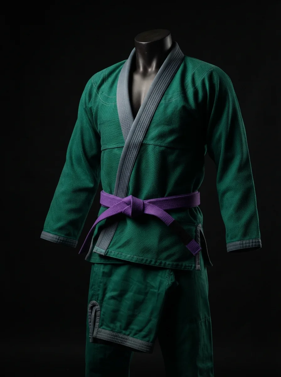 Emerald Panel Gi custom BJJ uniform on a mannequin