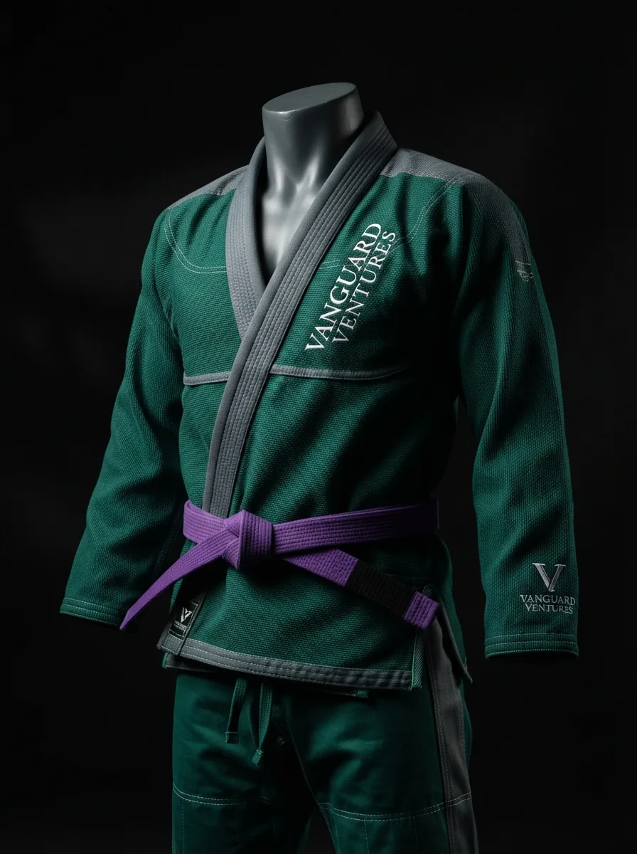 Vanguard Green Gi custom BJJ uniform on a mannequin