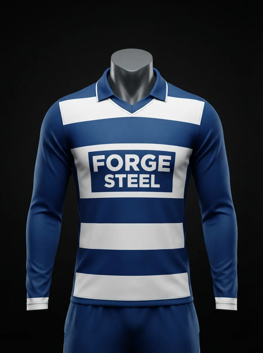 Royal Hoops Longsleeve custom cricket uniform on a mannequin
