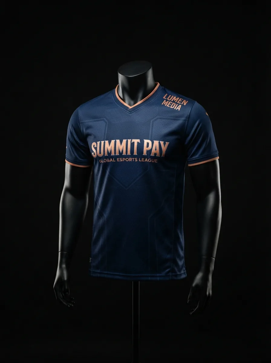 Navy Summit custom esports jersey on a mannequin
