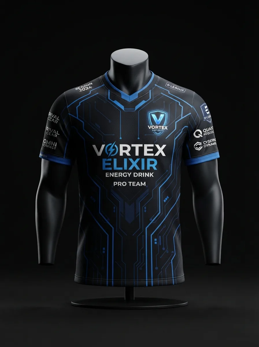 Blue Circuit custom esports jersey on a mannequin