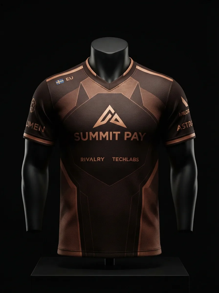 Copper Peak custom esports jersey on a mannequin