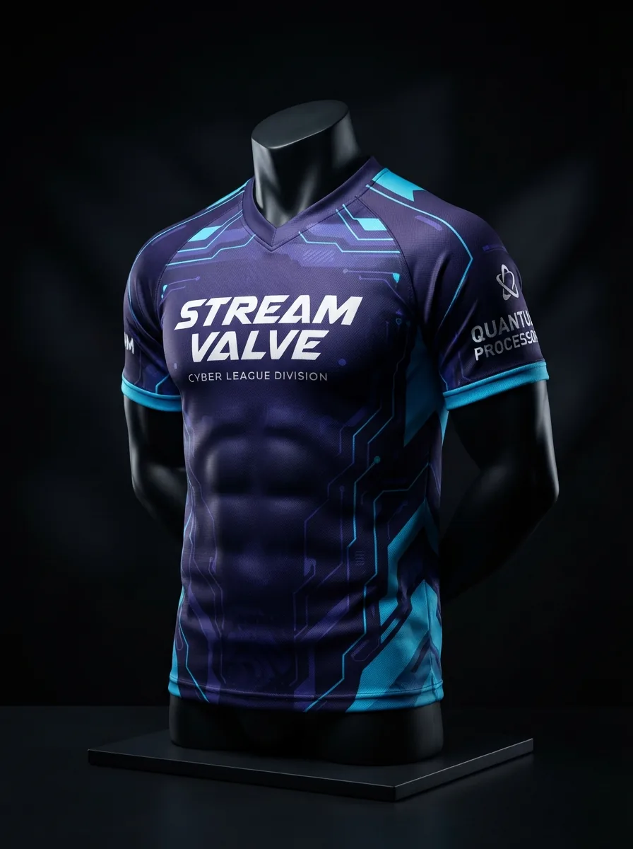 Cyan Stream custom esports jersey on a mannequin