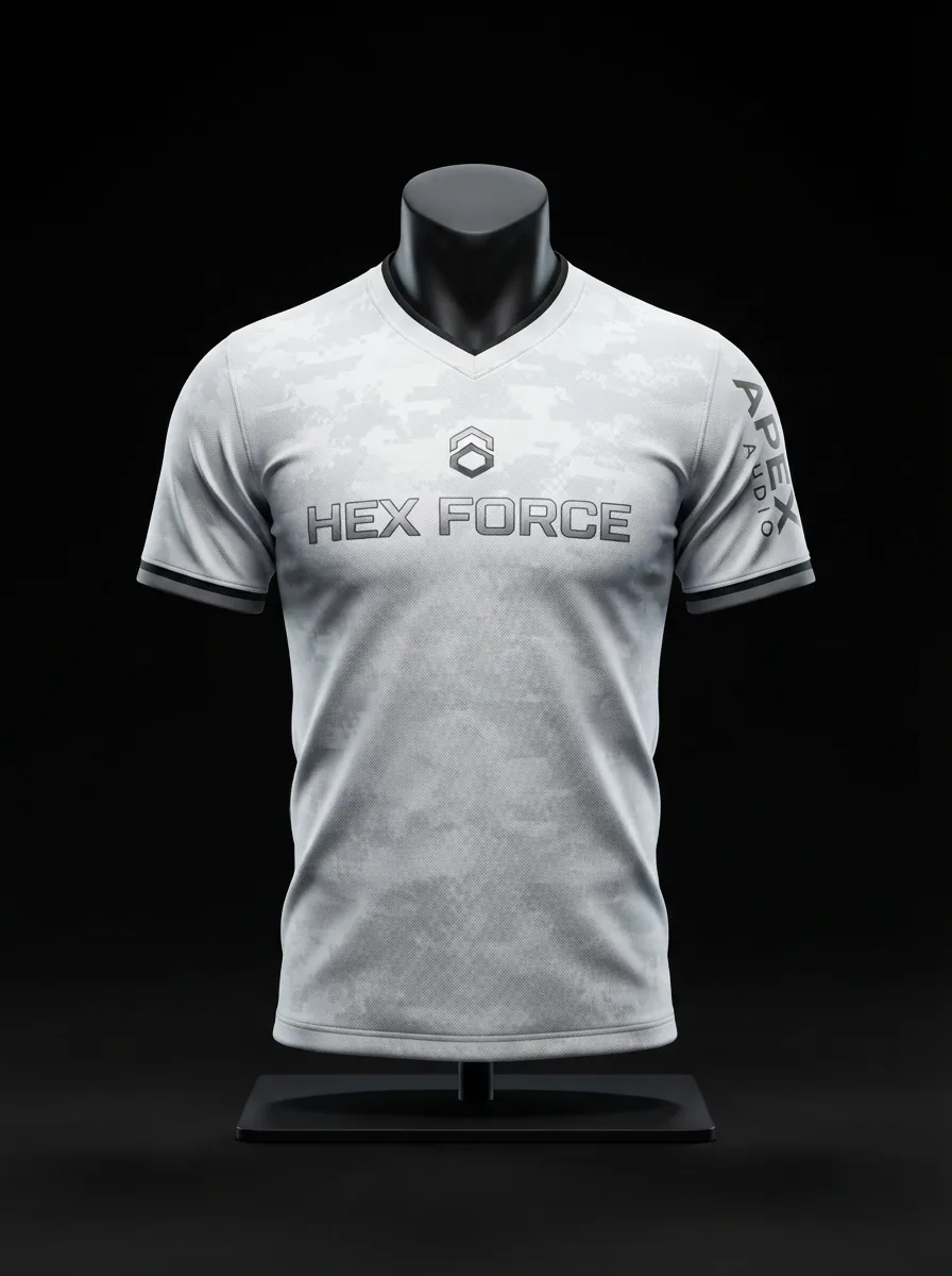 Arctic Hex custom esports jersey on a mannequin