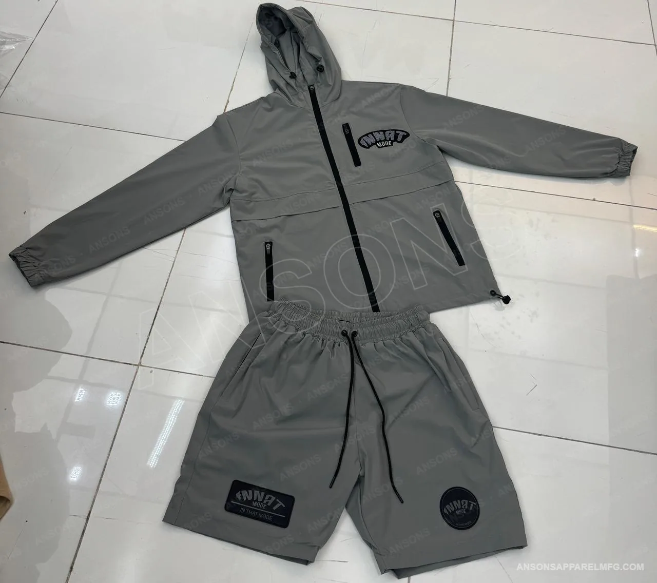 Shell jacket & shorts — grey