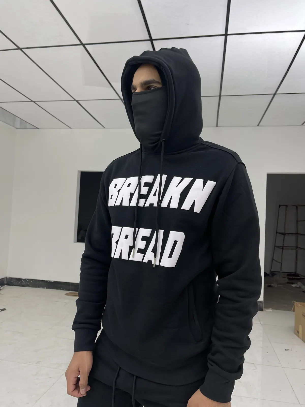 Printed hoodie — worn