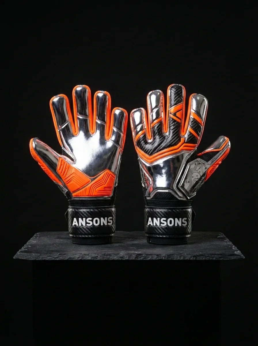 Orange and White Keeper custom sports gloves product shot