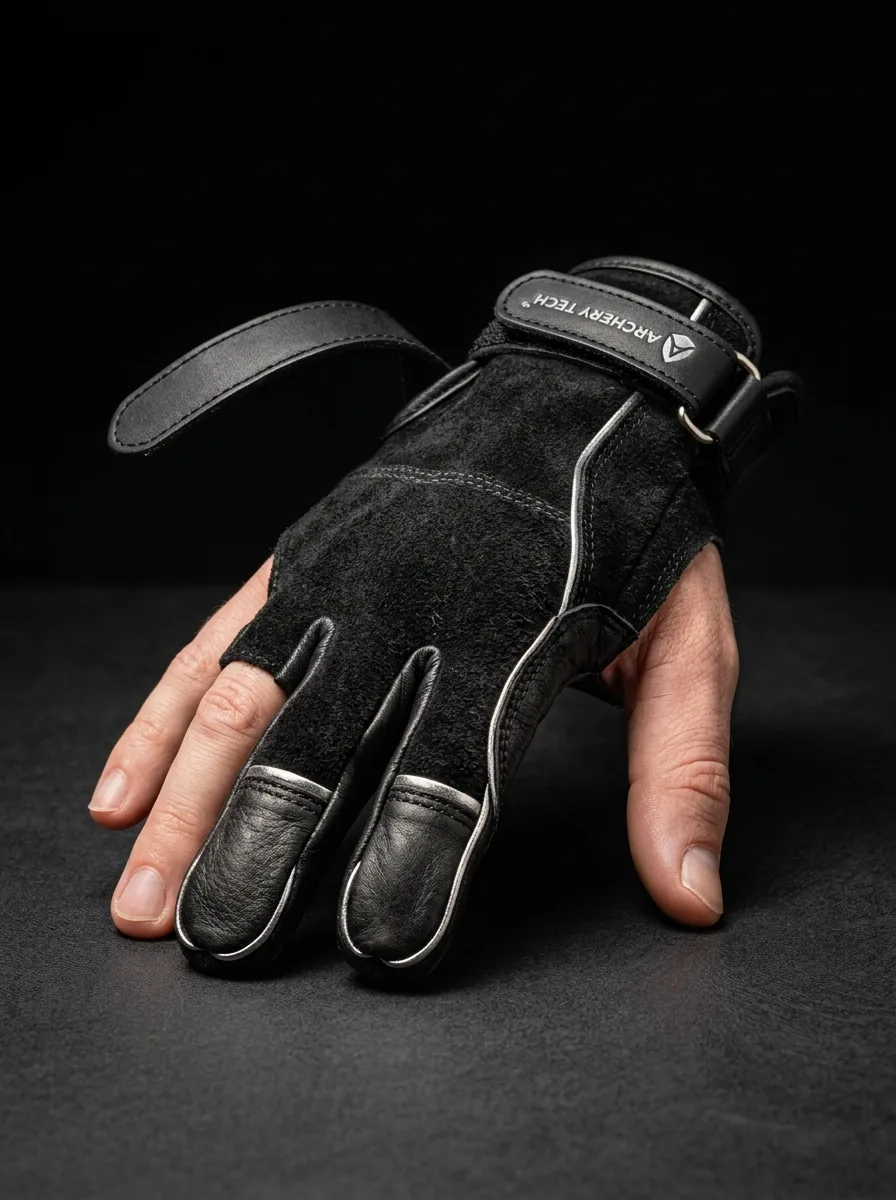 Black Archery Tab Glove custom sports gloves product shot