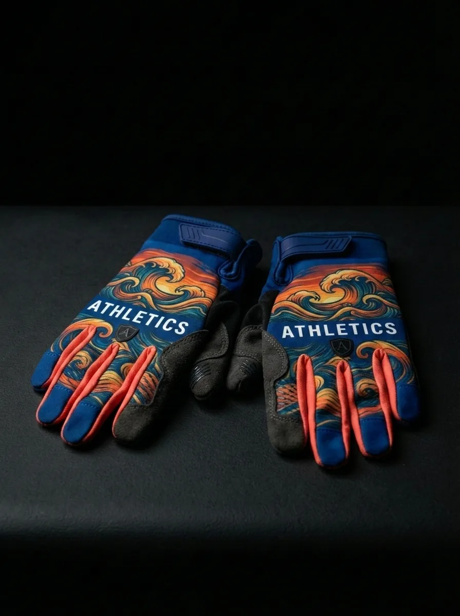 Orange and Blue Athletic Glove custom sports gloves product shot