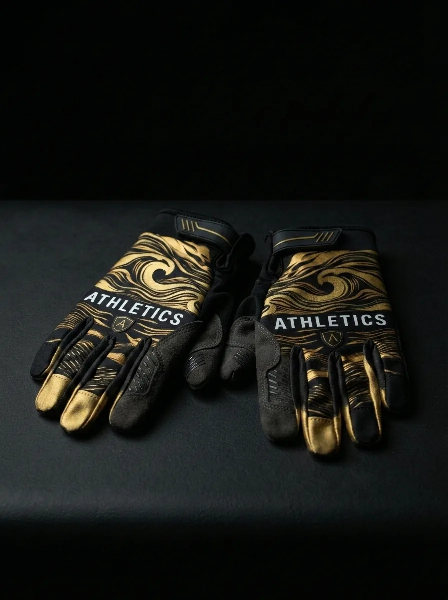Black and Gold Athletic Glove custom sports gloves product shot