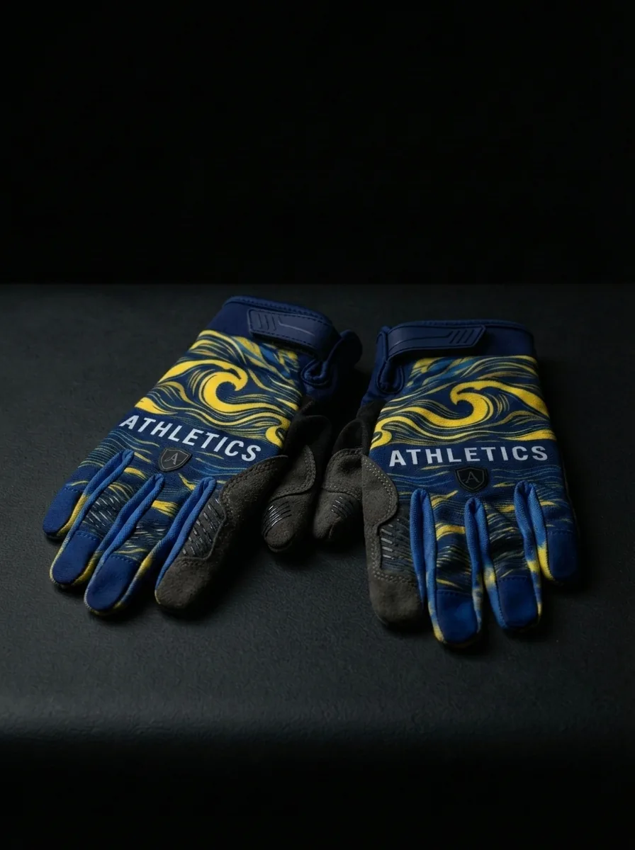 Navy and Yellow Athletic Glove custom sports gloves product shot