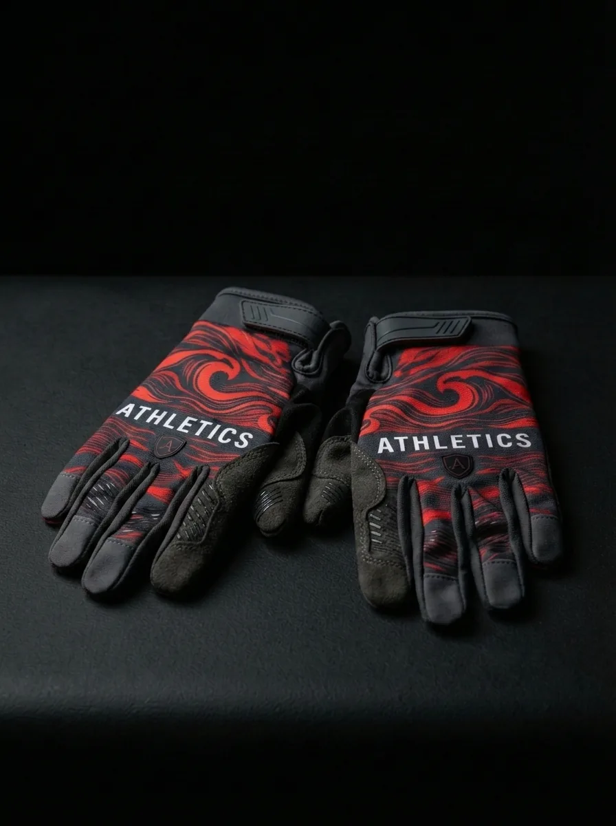 Red and Black Athletic Glove custom sports gloves product shot