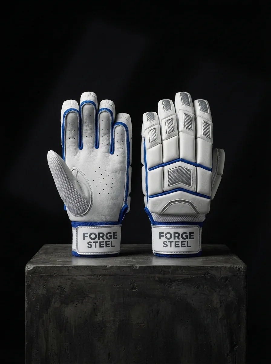 Silver and Blue Cricket Glove custom sports gloves product shot