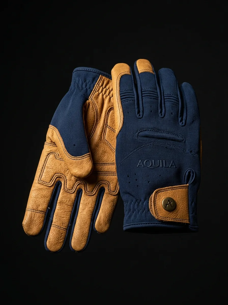 Tan and Navy Equestrian Glove custom sports gloves product shot