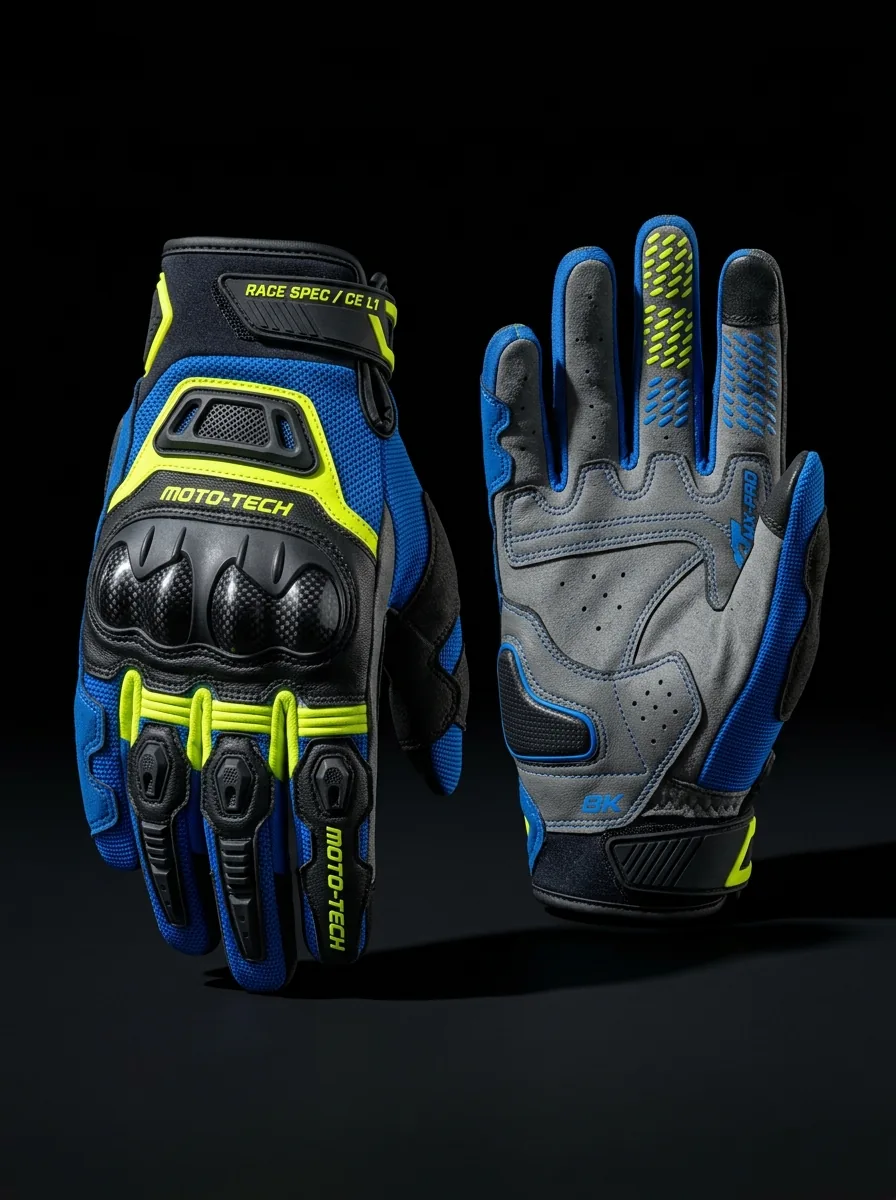 Blue Motocross Glove custom sports gloves product shot