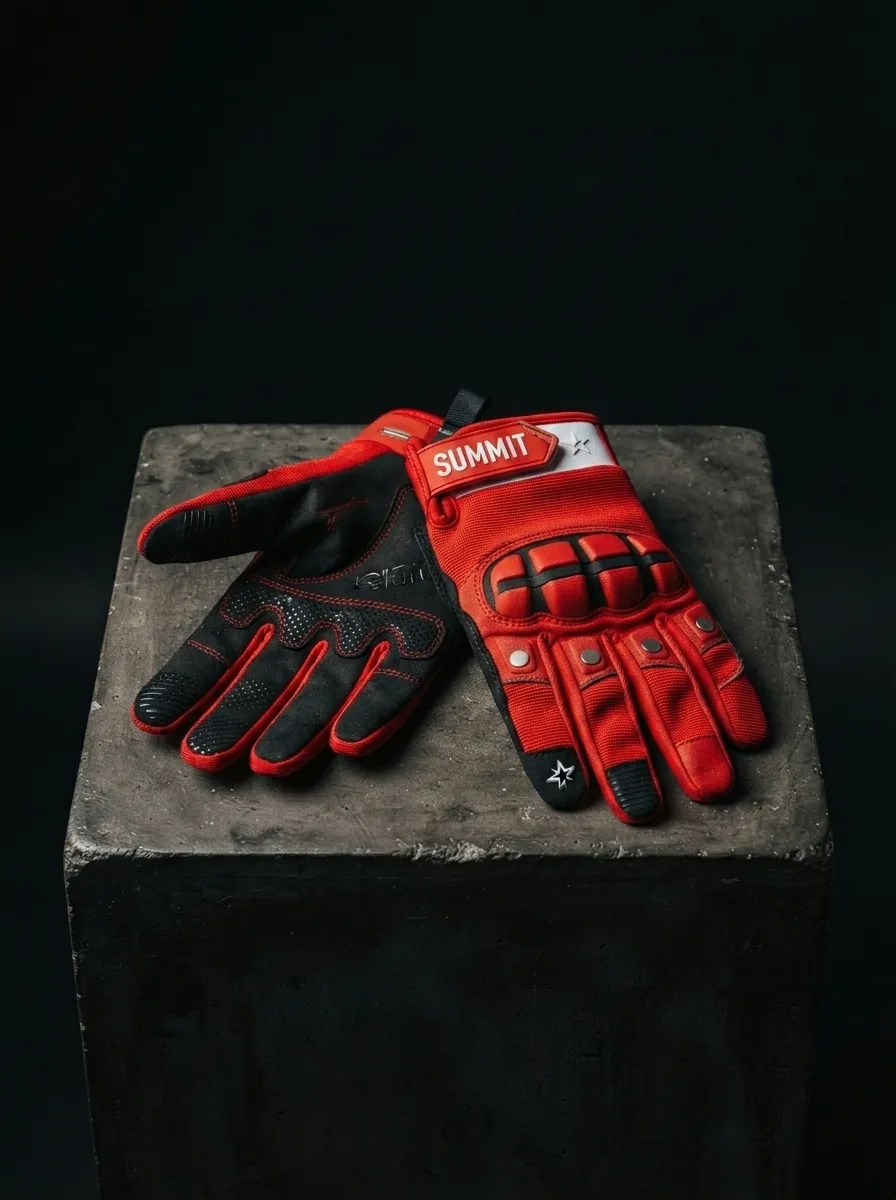 Red Motorcycle Glove custom sports gloves product shot
