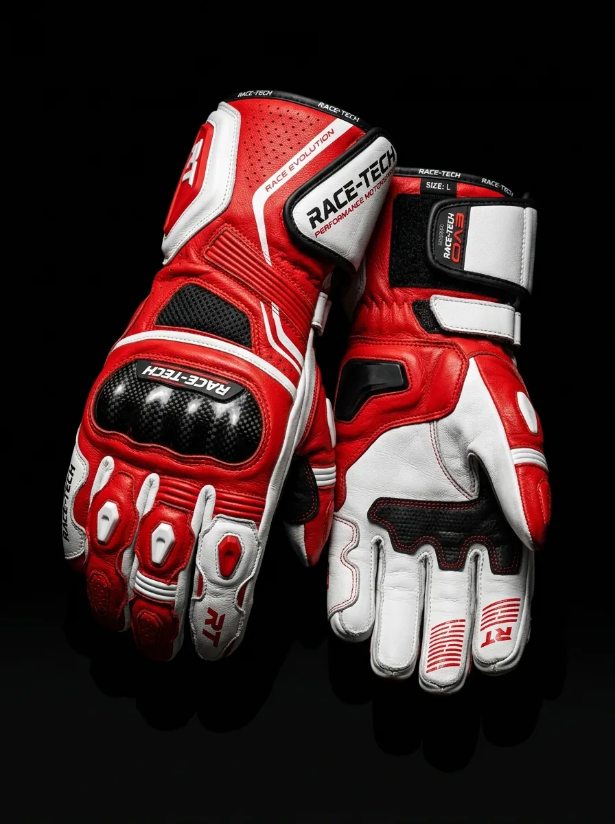 Red and White Sport Riding Glove custom sports gloves product shot