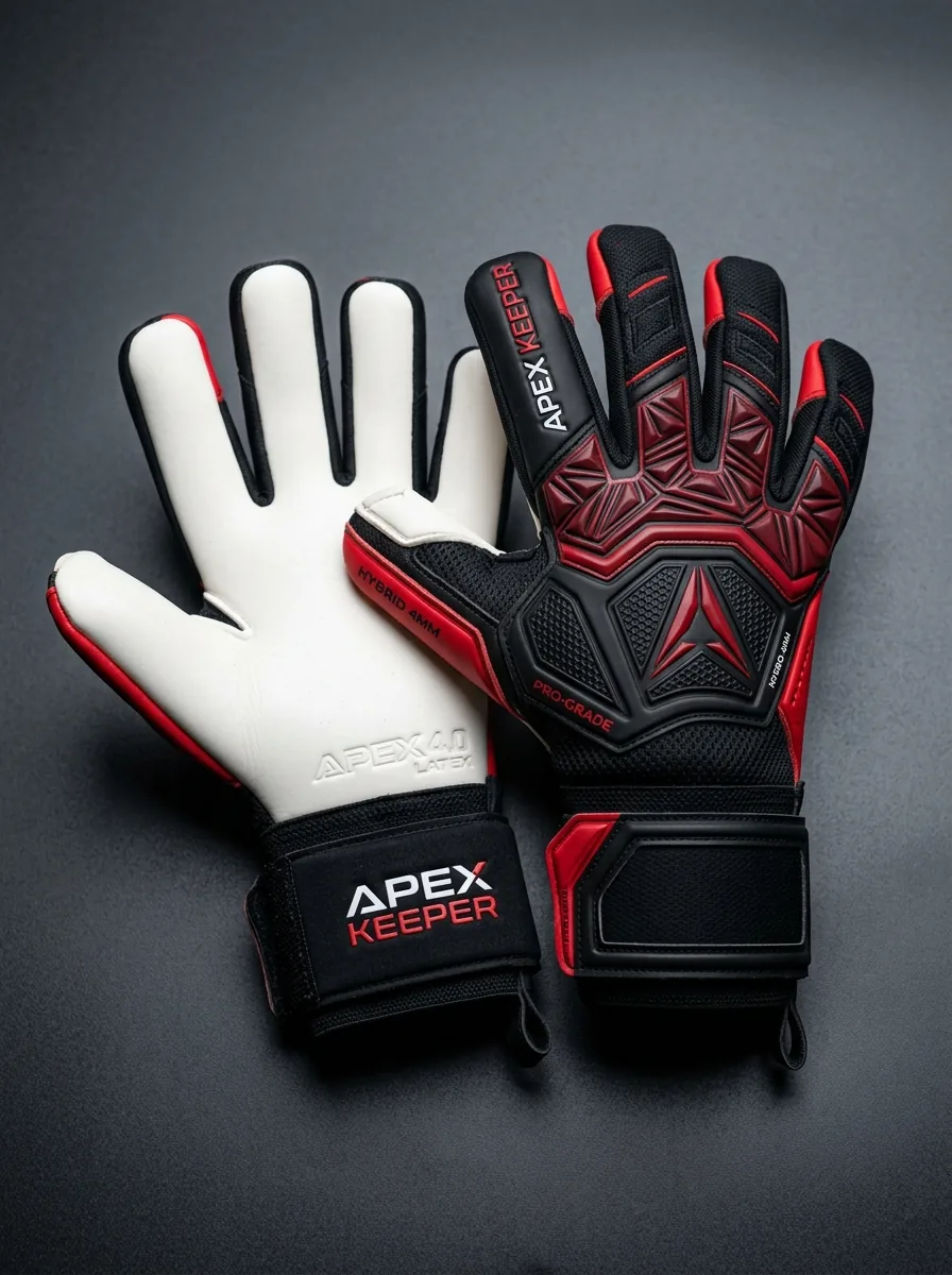 Red and White Keeper custom sports gloves product shot