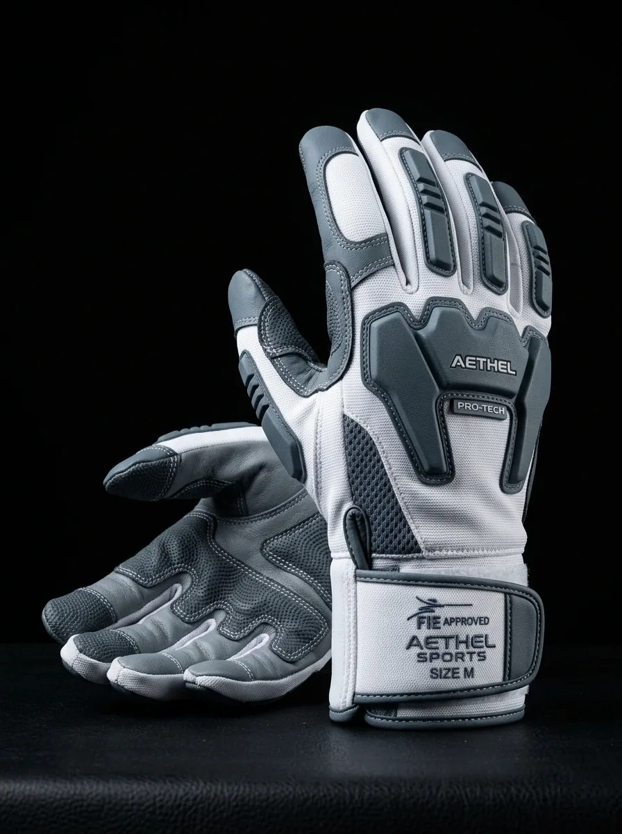 White Technical Fencing Glove custom sports gloves product shot
