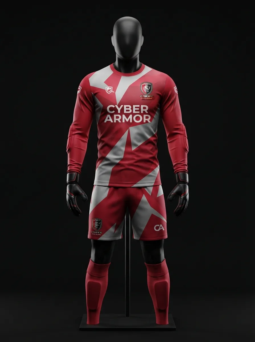 Red Arrow custom goalkeeper kit on a mannequin