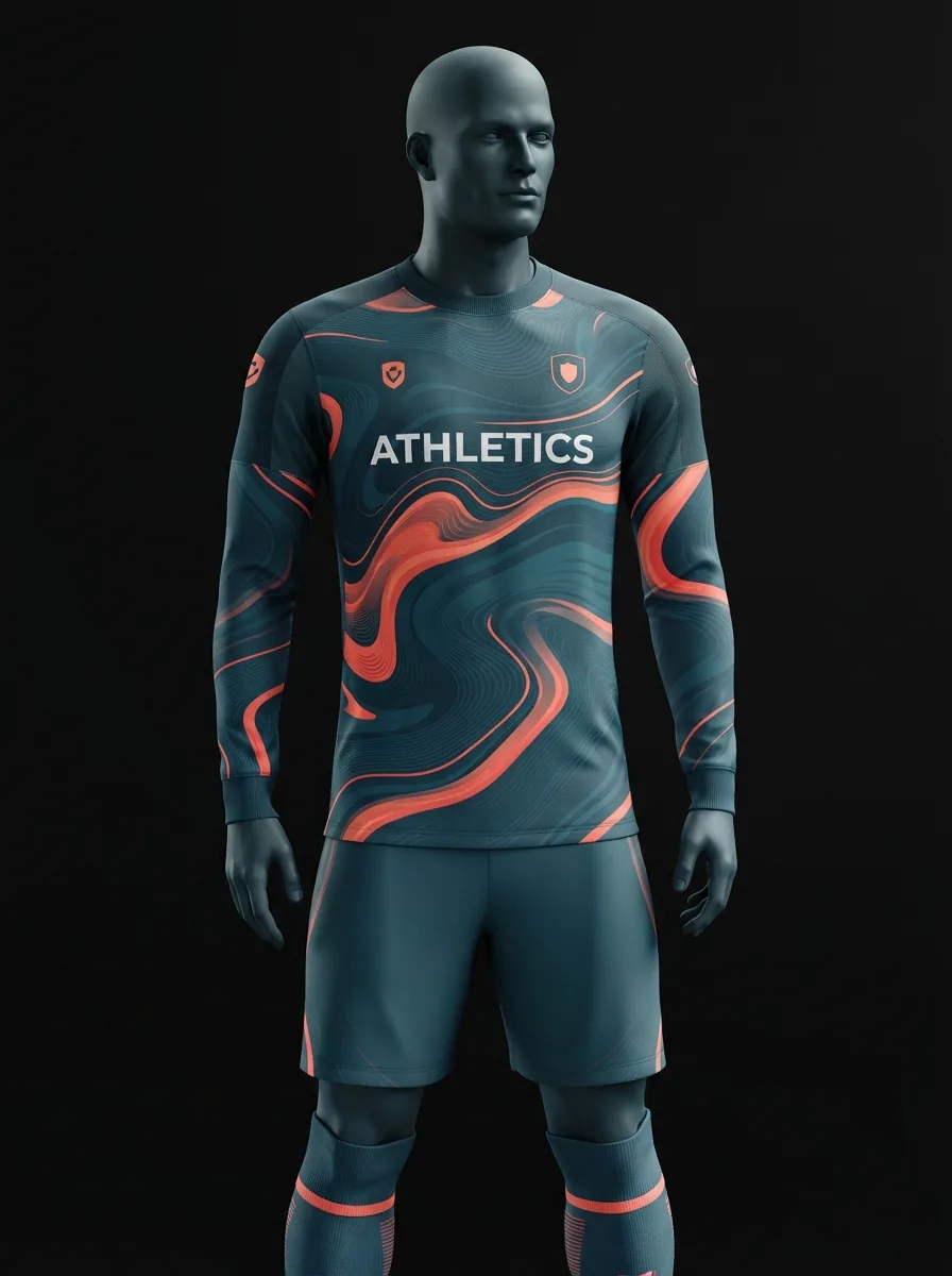 Teal Current custom goalkeeper kit on a mannequin