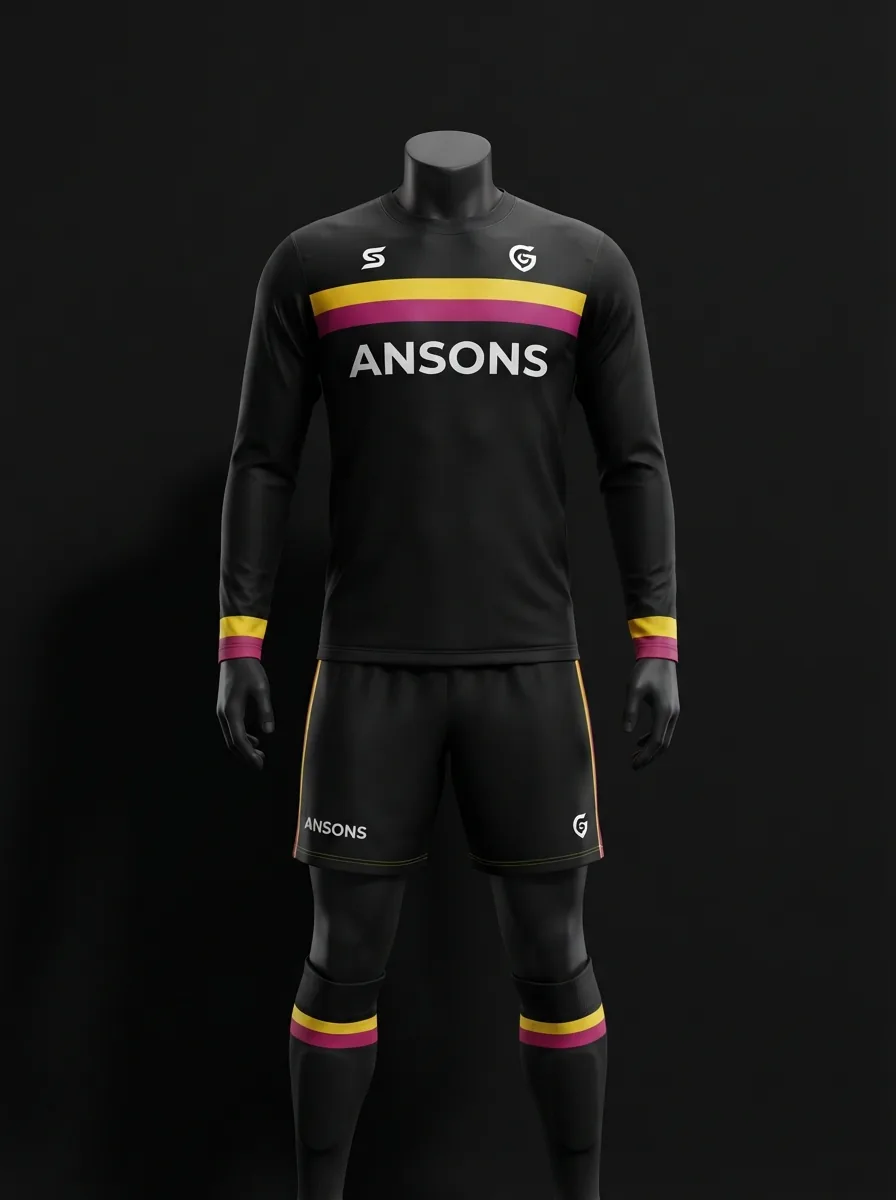 Midnight Keeper custom goalkeeper kit on a mannequin