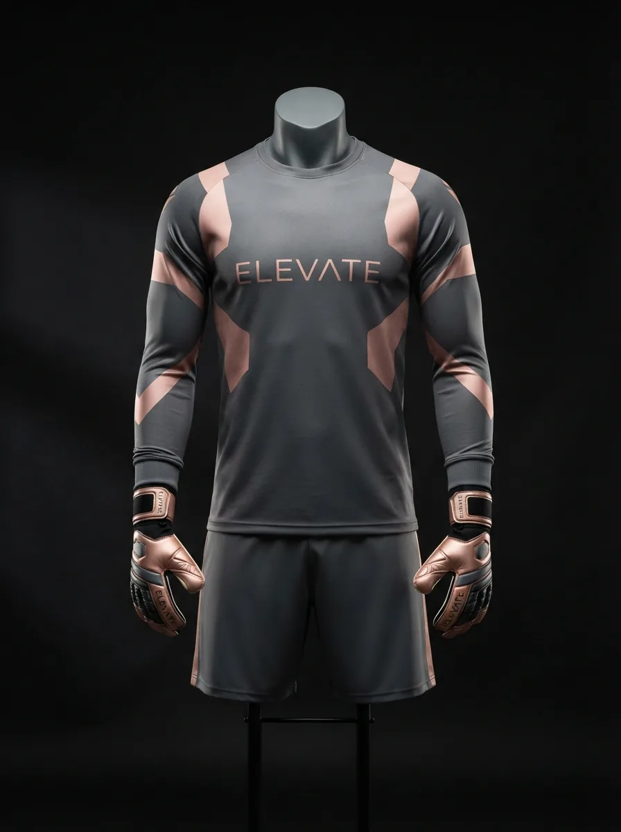Graphite Rose custom goalkeeper kit on a mannequin