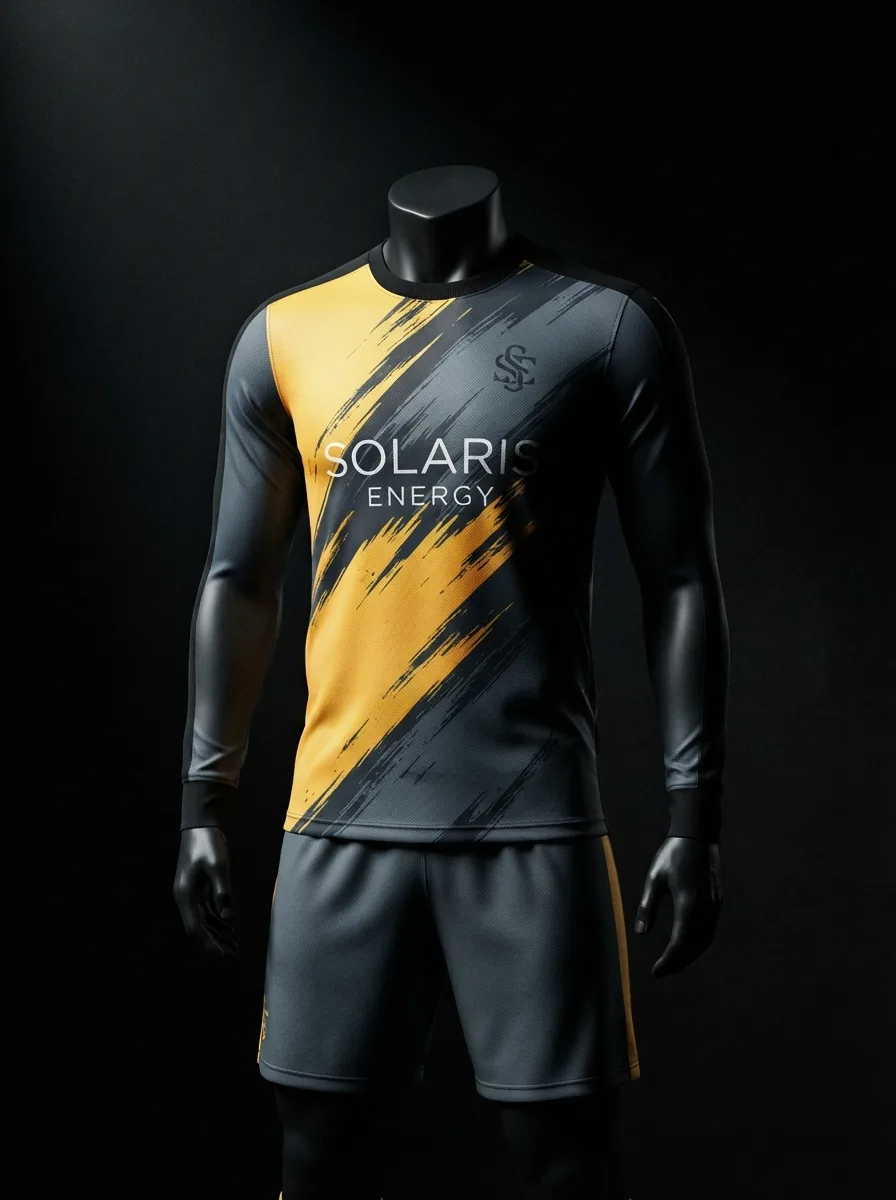 Slate and Amber custom goalkeeper kit on a mannequin