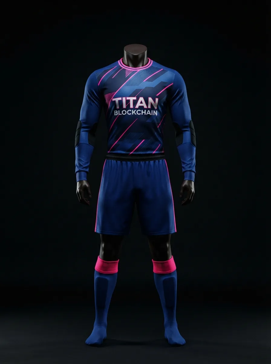 Navy and Pink custom goalkeeper kit on a mannequin
