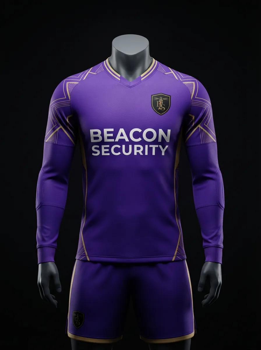 Royal Purple custom goalkeeper kit on a mannequin