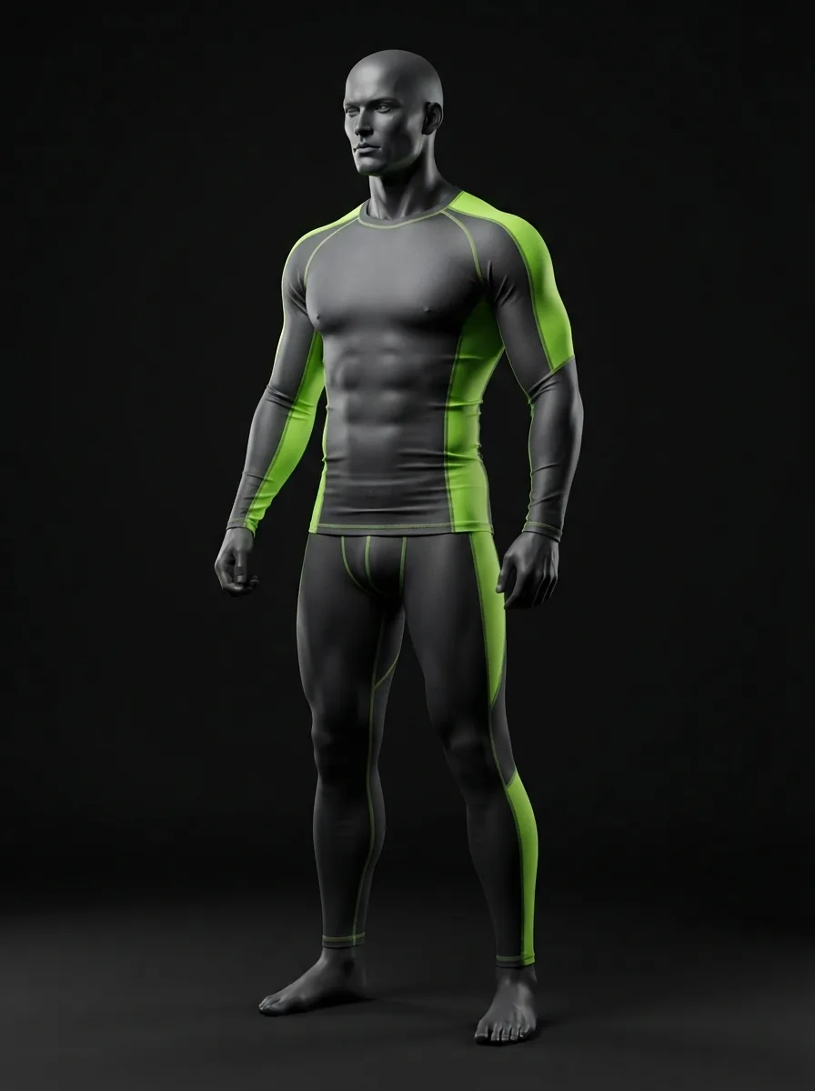 Grey and Lime Baselayer custom gym and training apparel on a mannequin