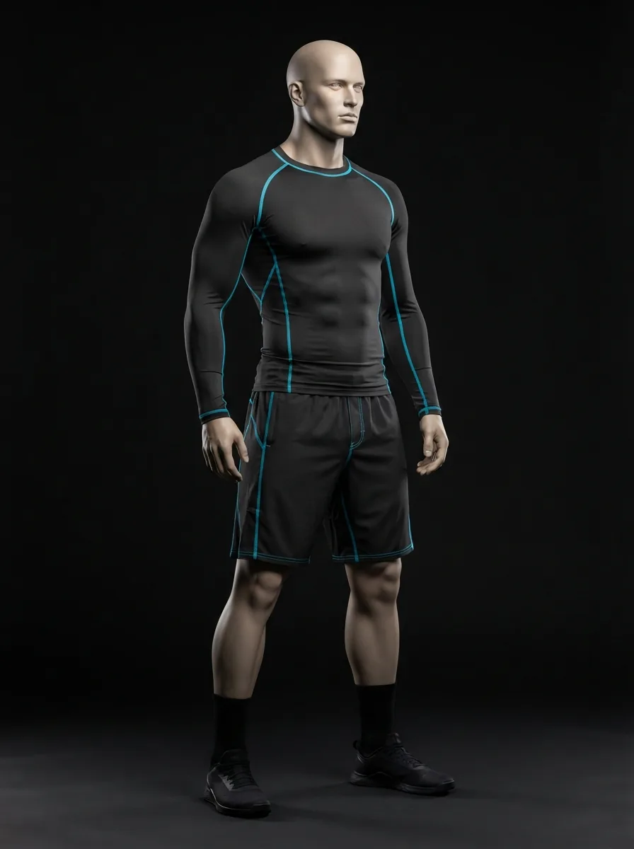 Grey Teal Training Set custom gym and training apparel on a mannequin