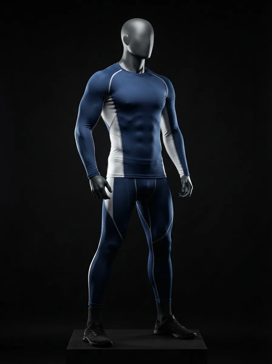 Navy Compression Set custom gym and training apparel on a mannequin