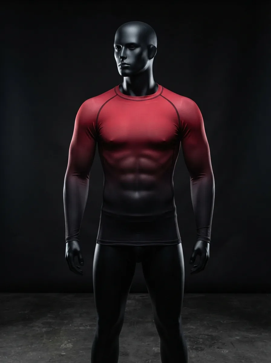 Red Fade Longsleeve custom gym and training apparel on a mannequin
