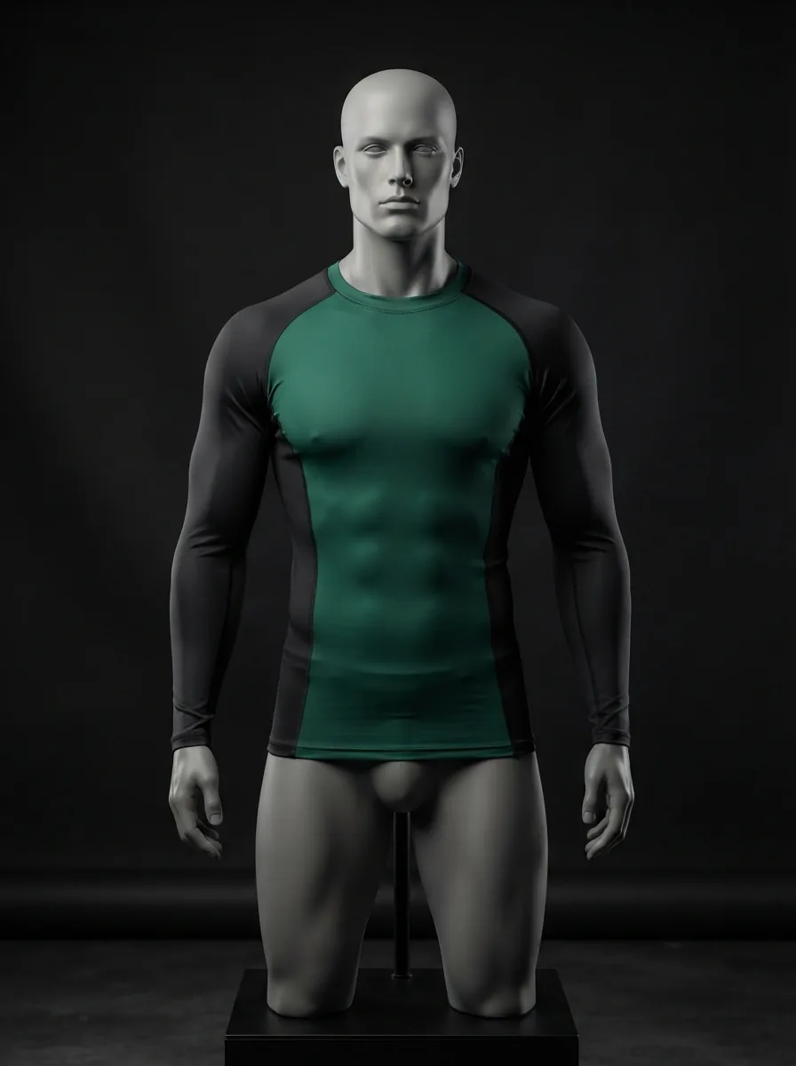 Green Raglan Baselayer custom gym and training apparel on a mannequin